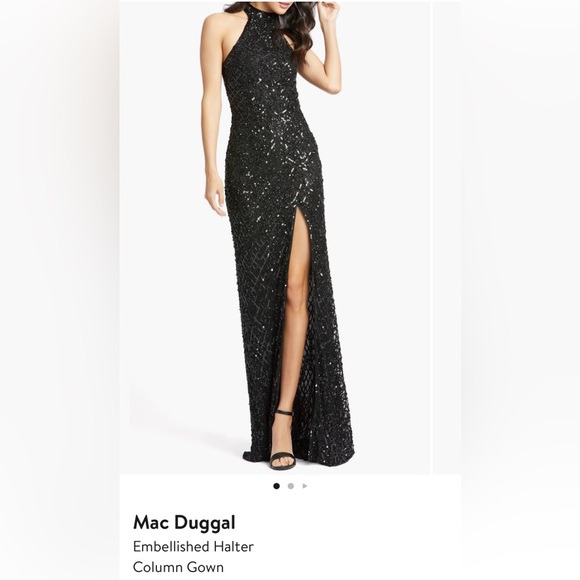 Mac Duggal embelished halter column gown/sold out/ hard to find - Picture 1 of 5
